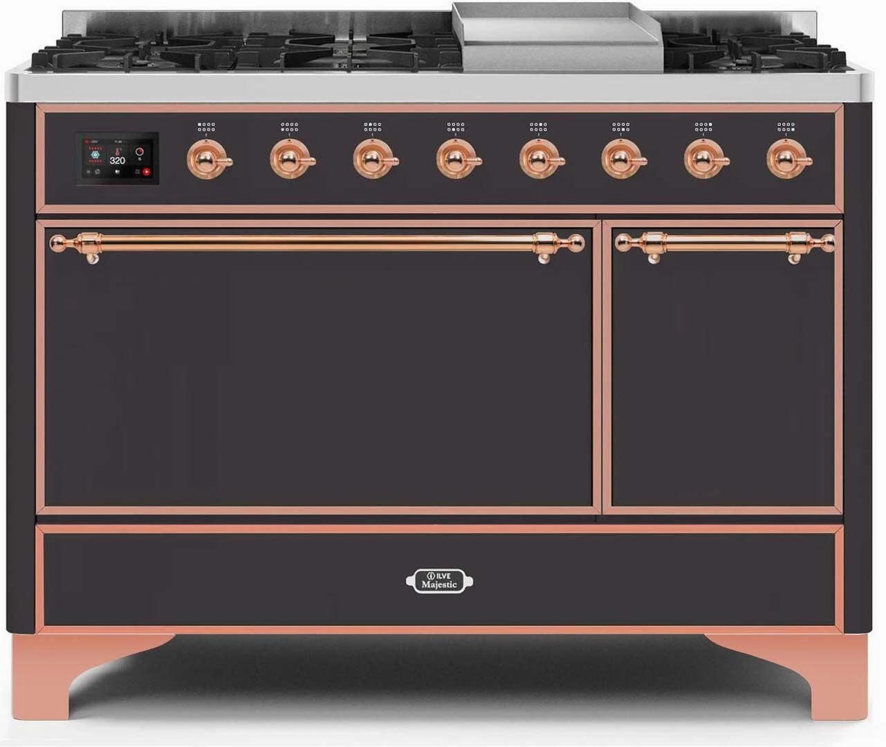 Ilve UM12FDQNS3MGPLP Majestic Ii 48 Inch Dual Fuel Liquid Propane Freestanding Range In Matte Graphite With Copper Trim Freestanding Ranges freestanding dual fuel range 30 inch