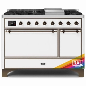 Ilve UM12FDQNS3RABLP Ilve Majestic Ii 48 Um12Fdqns3Rab Freestanding Dual Fuel Range With 8 Sealed Burners Yes Double Oven With Solid Door In Ral Color With Bronze Knobs Freestanding Ranges freestanding dual fuel range 30 inch