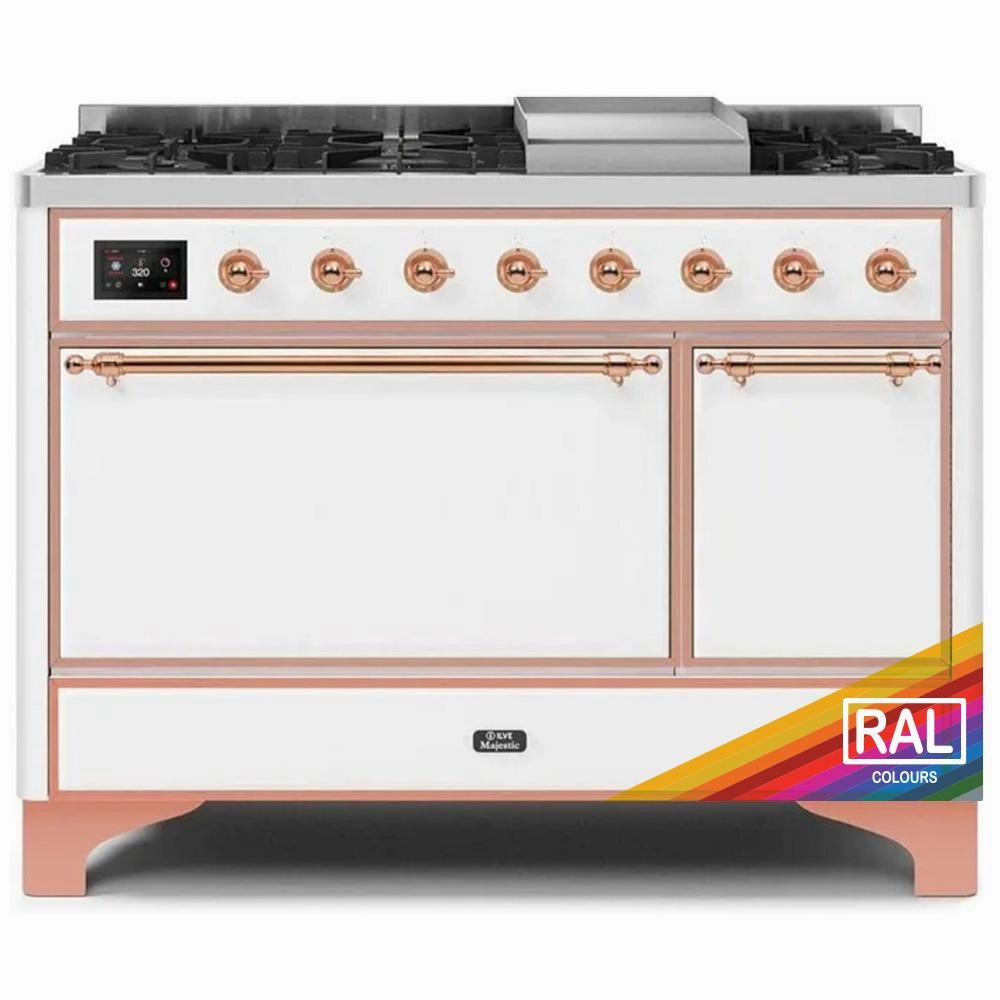 Ilve UM12FDQNS3RAPLP Ilve Majestic Ii 48 Um12Fdqns3Rap Freestanding Dual Fuel Range With 8 Sealed Burners Yes Double Oven With Solid Door In Ral Color With Copper Knobs Freestanding Ranges freestanding dual fuel range 30 inch