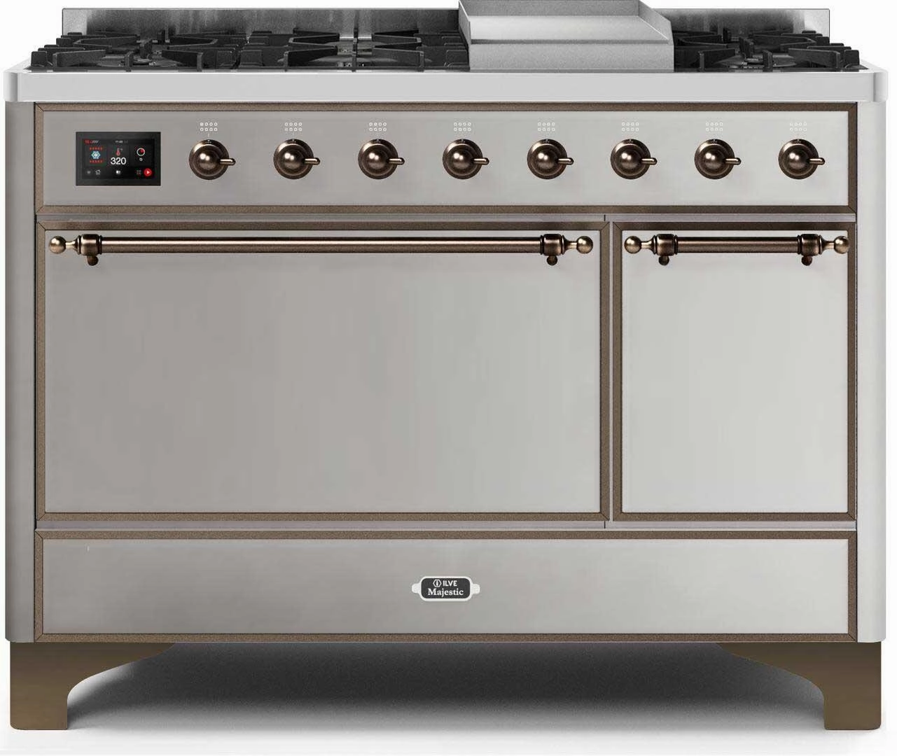 Ilve UM12FDQNS3SSB Majestic Ii 48 Inch Dual Fuel Natural Gas Freestanding Range In Stainless Steel With Bronze Trim Freestanding Ranges freestanding dual fuel range 30 inch
