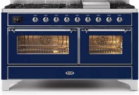 Ilve UM15FDNS3MBCLP Majestic Ii 60 Inch Dual Fuel Liquid Propane Freestanding Range In Blue With Chrome Trim Freestanding Ranges freestanding dual fuel range 30 inch