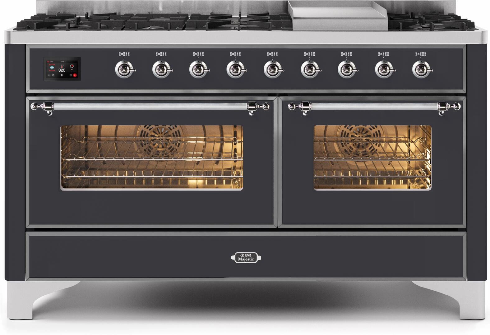 Ilve UM15FDNS3MGCLP Majestic Ii 60 Inch Dual Fuel Liquid Propane Freestanding Range In Matte Graphite With Chrome Trim Freestanding Ranges freestanding dual fuel range 30 inch