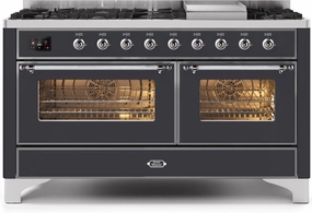 Ilve UM15FDNS3MGCLP Majestic Ii 60 Inch Dual Fuel Liquid Propane Freestanding Range In Matte Graphite With Chrome Trim Freestanding Ranges freestanding dual fuel range 30 inch