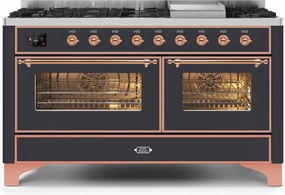 Ilve UM15FDNS3MGPLP Majestic Ii 60 Inch Dual Fuel Liquid Propane Freestanding Range In Matte Graphite With Copper Trim Freestanding Ranges freestanding dual fuel range 30 inch
