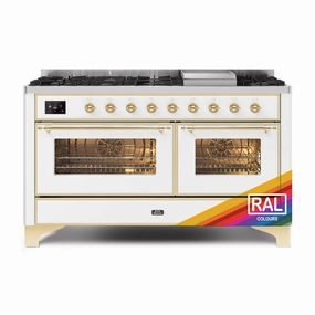Ilve UM15FDNS3RAGLP Ilve Majestic Ii 60 Um15Fdns3Rag Freestanding Dual Fuel Range With 9 Sealed Burners Yes Double Oven With Triple Glass Door In Ral Color With Brass Knobs Freestanding Ranges freestanding dual fuel range 30 inch