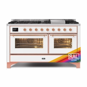Ilve UM15FDNS3RAPLP Ilve Majestic Ii 60 Um15Fdns3Rap Freestanding Dual Fuel Range With 9 Sealed Burners Yes Double Oven With Triple Glass Door In Ral Color With Copper Knobs Freestanding Ranges freestanding dual fuel range 30 inch