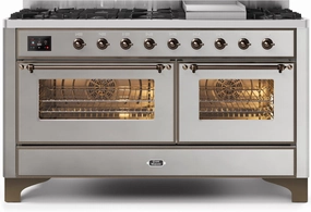 Ilve UM15FDNS3SSBLP Majestic Ii 60 Inch Dual Fuel Liquid Propane Freestanding Range In Stainless Steel With Bronze Trim Freestanding Ranges freestanding dual fuel range 30 inch