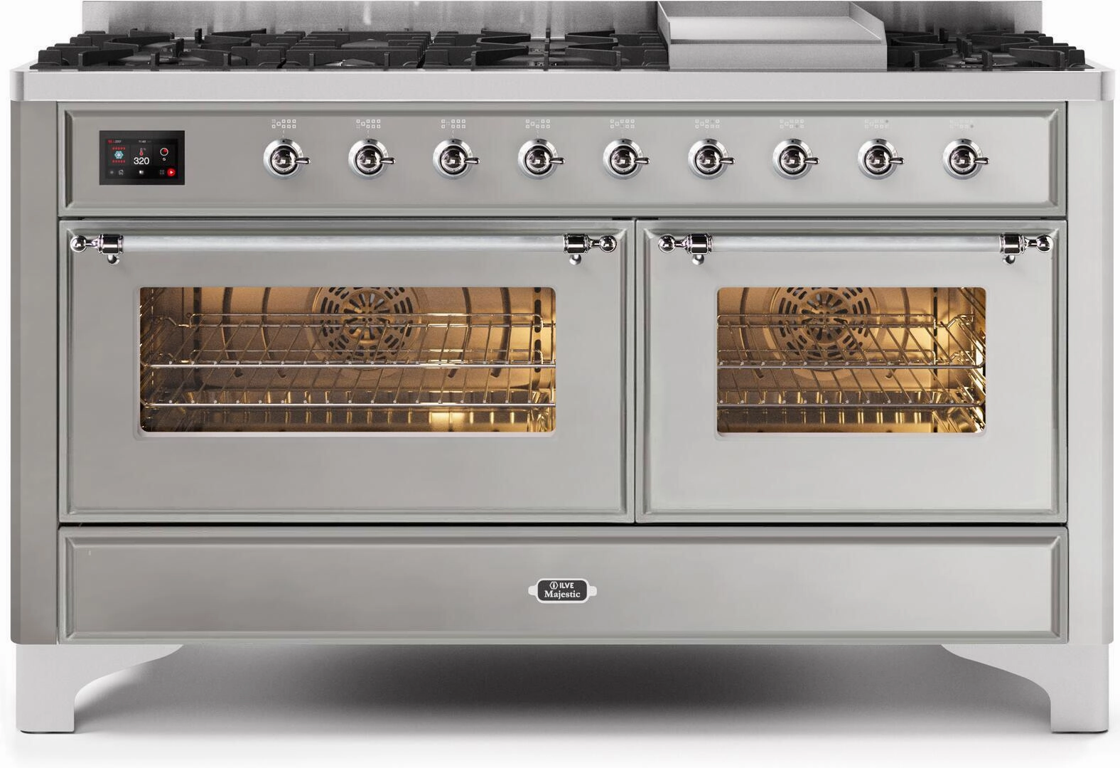 Ilve UM15FDNS3SSC Majestic Ii 60 Inch Dual Fuel Natural Gas Freestanding Range In Stainless Steel With Chrome Trim Freestanding Ranges freestanding dual fuel range 30 inch