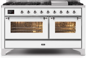 Ilve UM15FDNS3WHC Majestic Ii 60 Inch Dual Fuel Natural Gas Freestanding Range In White With Chrome Trim Freestanding Ranges freestanding dual fuel range 30 inch