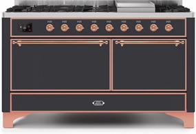 Ilve UM15FDQNS3MGPLP Majestic Ii 60 Inch Dual Fuel Liquid Propane Freestanding Range In Matte Graphite With Copper Trim Freestanding Ranges freestanding dual fuel range 30 inch