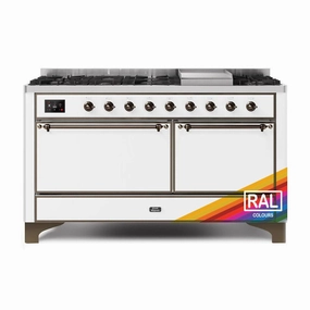 Ilve UM15FDQNS3RAB Ilve Majestic Ii 60 Um15Fdqns3Rab Freestanding Dual Fuel Range With 9 Sealed Burners Yes Double Oven With Solid Door In Ral Color With Bronze Knobs Freestanding Ranges freestanding dual fuel range 30 inch