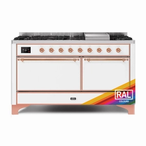 Ilve UM15FDQNS3RAP Ilve Majestic Ii 60 Um15Fdqns3Rap Freestanding Dual Fuel Range With 9 Sealed Burners Yes Double Oven With Solid Door In Ral Color With Copper Knobs Freestanding Ranges freestanding dual fuel range 30 inch