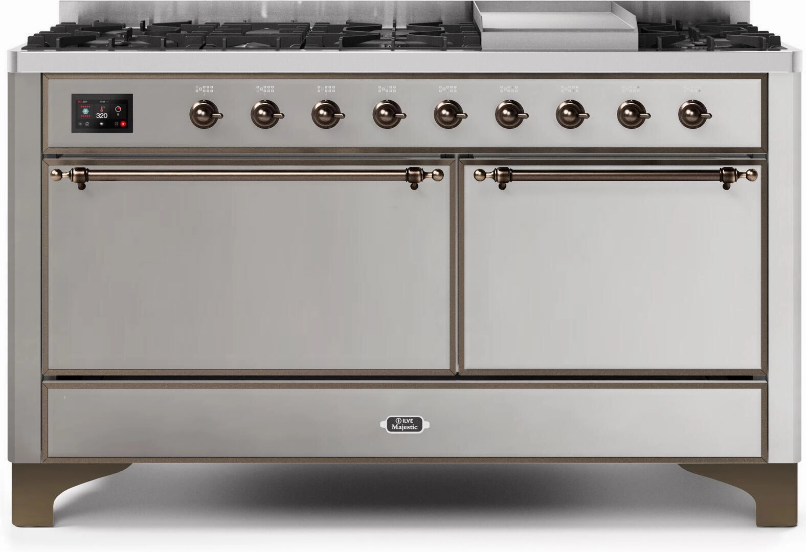 Ilve UM15FDQNS3SSBLP Majestic Ii 60 Inch Dual Fuel Liquid Propane Freestanding Range In Stainless Steel With Bronze Trim Freestanding Ranges freestanding dual fuel range 30 inch