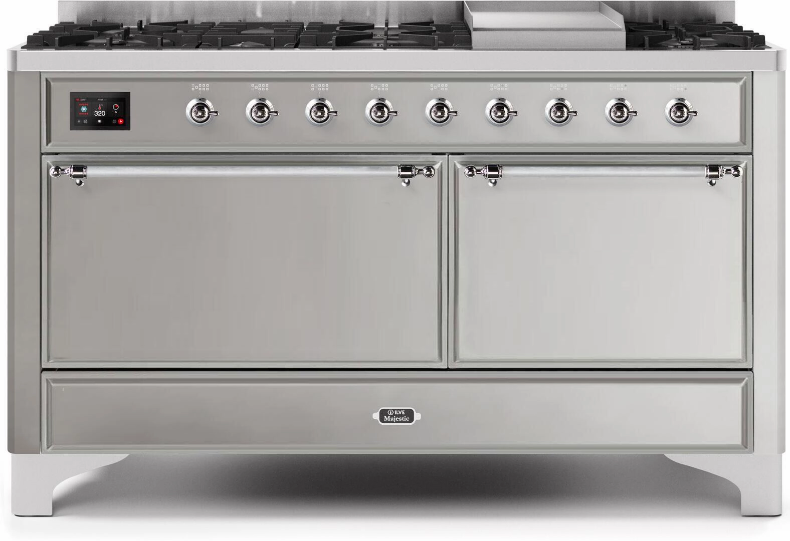 Ilve UM15FDQNS3SSC Majestic Ii 60 Inch Dual Fuel Natural Gas Freestanding Range In Stainless Steel With Chrome Trim Freestanding Ranges freestanding dual fuel range 30 inch