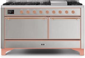 Ilve UM15FDQNS3SSPLP Majestic Ii 60 Inch Dual Fuel Liquid Propane Freestanding Range In Stainless Steel With Copper Trim Freestanding Ranges freestanding dual fuel range 30 inch