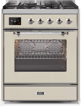 Ilve UM30DNE3AWC Majestic Ii 30 Inch Dual Fuel Natural Gas Freestanding Range In Antique White With Chrome Trim Freestanding Ranges freestanding dual fuel range 30 inch