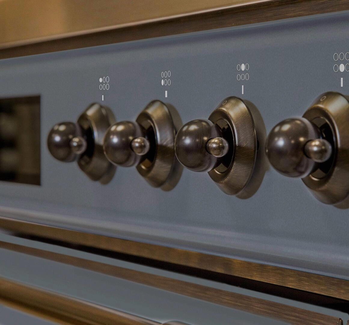 Ilve UM30DNE3BGB Majestic Ii 30 Inch Dual Fuel Natural Gas Freestanding Range In Blue Grey With Bronze Trim
