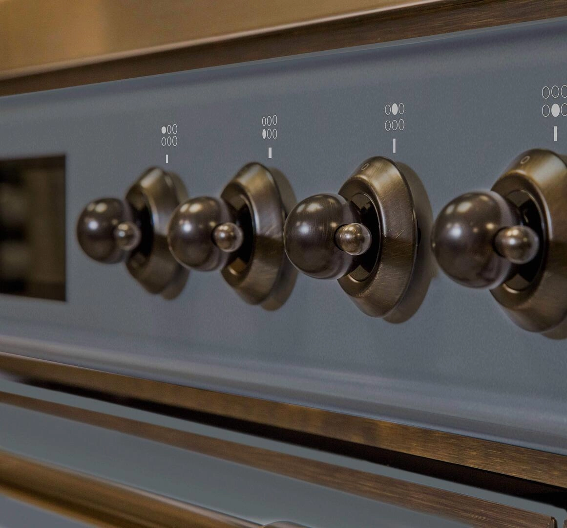Ilve UM30DNE3BGBLP Majestic Ii 30 Inch Dual Fuel Liquid Propane Freestanding Range In Blue Grey With Bronze Trim