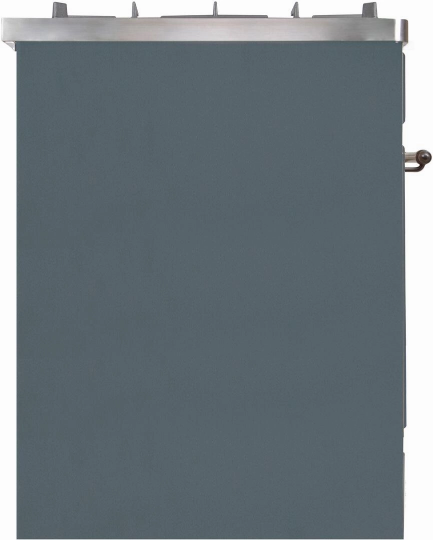 Ilve UM30DNE3BGBLP Majestic Ii 30 Inch Dual Fuel Liquid Propane Freestanding Range In Blue Grey With Bronze Trim