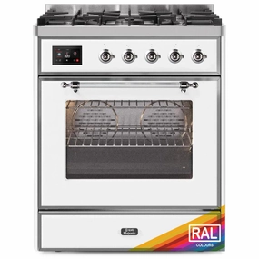 Ilve UM30DNE3RACLP Ilve Majestic Ii 30 Um30Dne3Rac Freestanding Dual Fuel Range With 5 Sealed Burners Single Oven With Triple Glass Door In Ral Color With Chrome Knobs Freestanding Ranges freestanding dual fuel range 30 inch