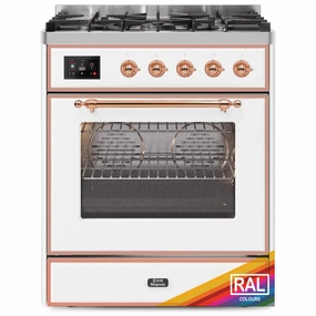 Ilve UM30DNE3RAP Ilve Majestic Ii 30 Um30Dne3Rap Freestanding Dual Fuel Range With 5 Sealed Burners Single Oven With Triple Glass Door In Ral Color With Copper Knobs Freestanding Ranges freestanding dual fuel range 30 inch