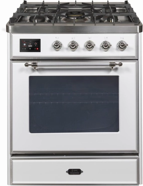 Ilve UM30DNE3WHCLP Majestic Ii 30 Inch Dual Fuel Liquid Propane Freestanding Range In White With Chrome Trim Freestanding Ranges freestanding dual fuel range 30 inch