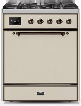 Ilve UM30DQNE3AWBLP Majestic Ii 30 Inch Dual Fuel Liquid Propane Freestanding Range In Antique White With Bronze Trim Freestanding Ranges freestanding dual fuel range 30 inch