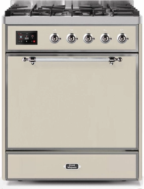 Ilve UM30DQNE3AWC Majestic Ii 30 Inch Dual Fuel Natural Gas Freestanding Range In Antique White With Chrome Trim Freestanding Ranges freestanding dual fuel range 30 inch