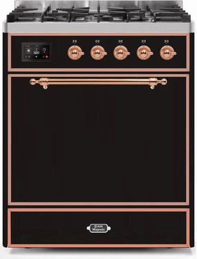 Ilve UM30DQNE3BKPLP Majestic Ii 30 Inch Dual Fuel Liquid Propane Freestanding Range In Glossy Black With Copper Trim Freestanding Ranges freestanding dual fuel range 30 inch