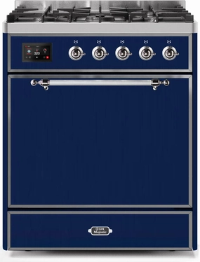 Ilve UM30DQNE3MBCLP Majestic Ii 30 Inch Dual Fuel Liquid Propane Freestanding Range In Blue With Chrome Trim Freestanding Ranges freestanding dual fuel range 30 inch