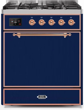 Ilve UM30DQNE3MBPLP Majestic Ii 30 Inch Dual Fuel Liquid Propane Freestanding Range In Blue With Copper Trim Freestanding Ranges freestanding dual fuel range 30 inch