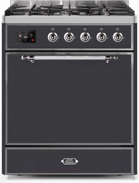 Ilve UM30DQNE3MGC Majestic Ii 30 Inch Dual Fuel Natural Gas Freestanding Range In Matte Graphite With Chrome Trim Freestanding Ranges freestanding dual fuel range 30 inch
