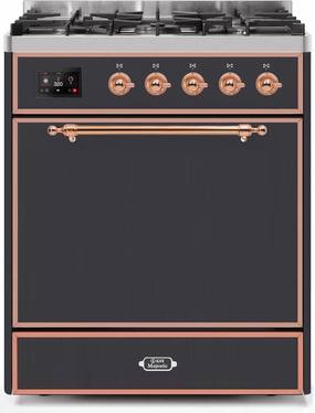 Ilve UM30DQNE3MGPLP Majestic Ii 30 Inch Dual Fuel Liquid Propane Freestanding Range In Matte Graphite With Copper Trim Freestanding Ranges freestanding dual fuel range 30 inch