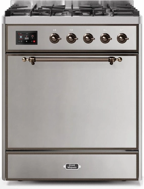Ilve UM30DQNE3SSBLP Majestic Ii 30 Inch Dual Fuel Liquid Propane Freestanding Range In Stainless Steel With Bronze Trim Freestanding Ranges freestanding dual fuel range 30 inch