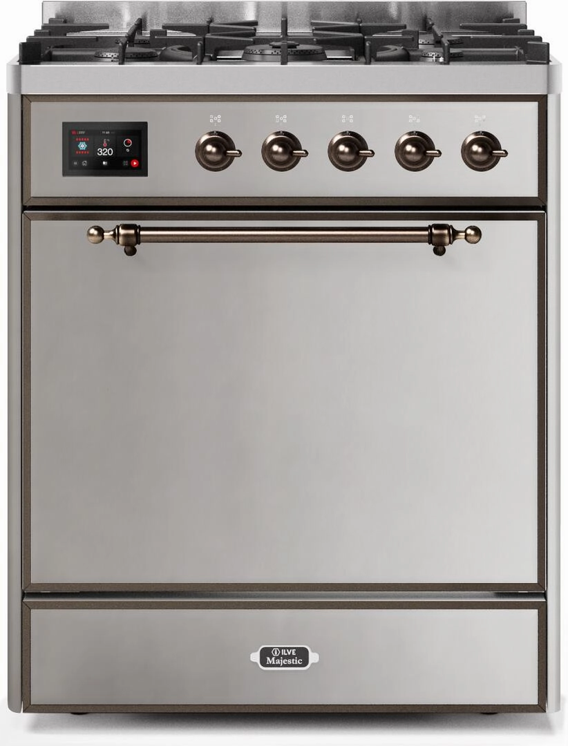 Ilve UM30DQNE3SSBLP Majestic Ii 30 Inch Dual Fuel Liquid Propane Freestanding Range In Stainless Steel With Bronze Trim Freestanding Ranges freestanding dual fuel range 30 inch