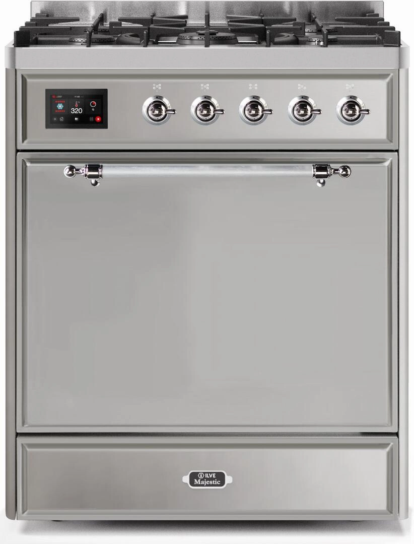 Ilve UM30DQNE3SSC Majestic Ii 30 Inch Dual Fuel Natural Gas Freestanding Range In Stainless Steel With Chrome Trim Freestanding Ranges freestanding dual fuel range 30 inch