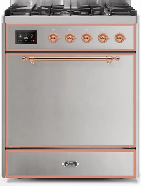 Ilve UM30DQNE3SSP Majestic Ii 30 Inch Dual Fuel Natural Gas Freestanding Range In Stainless Steel With Copper Trim Freestanding Ranges freestanding dual fuel range 30 inch