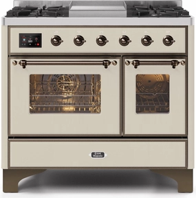 Ilve UMD10FDNS3AWB Majestic Ii 40 Inch Dual Fuel Natural Gas Freestanding Range In Antique White With Bronze Trim Freestanding Ranges freestanding dual fuel range 30 inch
