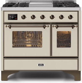 Ilve UMD10FDNS3AWBLP Majestic Ii 40 Inch Dual Fuel Liquid Propane Freestanding Range In Antique White With Bronze Trim Freestanding Ranges freestanding dual fuel range 30 inch
