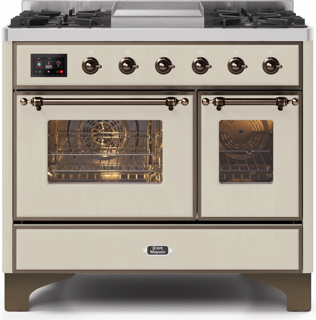 Ilve UMD10FDNS3AWBLP Majestic Ii 40 Inch Dual Fuel Liquid Propane Freestanding Range In Antique White With Bronze Trim Freestanding Ranges freestanding dual fuel range 30 inch