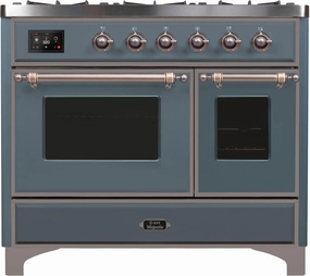 Ilve UMD10FDNS3BGBLP Majestic Ii 40 Inch Dual Fuel Liquid Propane Freestanding Range In Blue Grey With Bronze Trim Freestanding Ranges freestanding dual fuel range 30 inch