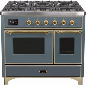 Ilve UMD10FDNS3BGGLP Majestic Ii 40 Inch Dual Fuel Liquid Propane Freestanding Range In Blue Grey With Brass Trim Freestanding Ranges freestanding dual fuel range 30 inch