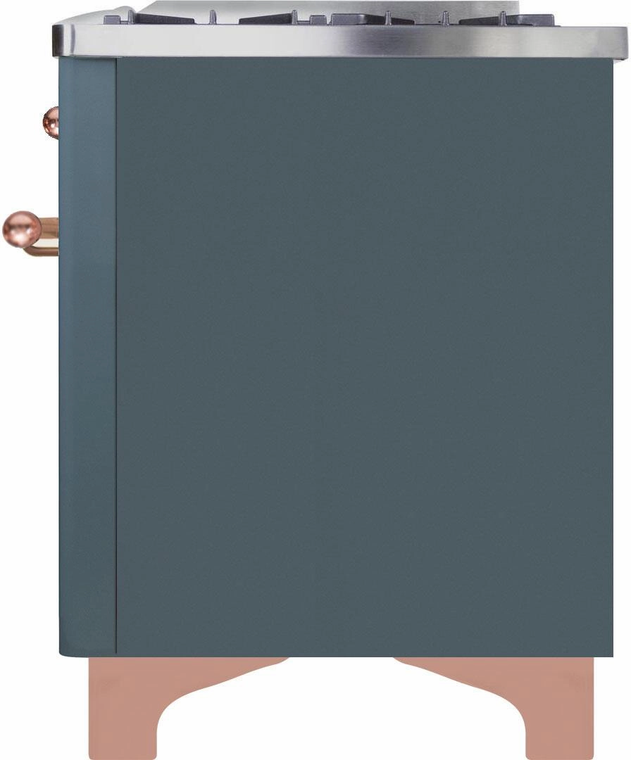 Ilve UMD10FDNS3BGP Majestic Ii 40 Inch Dual Fuel Natural Gas Freestanding Range In Blue Grey With Copper Trim