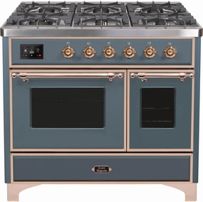 Ilve UMD10FDNS3BGP Majestic Ii 40 Inch Dual Fuel Natural Gas Freestanding Range In Blue Grey With Copper Trim Freestanding Ranges freestanding dual fuel range 30 inch