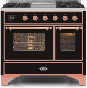 Ilve UMD10FDNS3BKP Majestic Ii 40 Inch Dual Fuel Natural Gas Freestanding Range In Glossy Black With Copper Trim Freestanding Ranges freestanding dual fuel range 30 inch