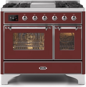 Ilve UMD10FDNS3BUCLP Majestic Ii 40 Inch Dual Fuel Liquid Propane Freestanding Range In Burgundy With Chrome Trim Freestanding Ranges freestanding dual fuel range 30 inch