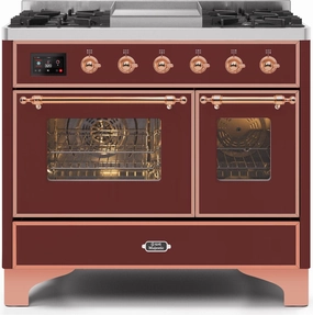 Ilve UMD10FDNS3BUPLP Majestic Ii 40 Inch Dual Fuel Liquid Propane Freestanding Range In Burgundy With Copper Trim Freestanding Ranges freestanding dual fuel range 30 inch