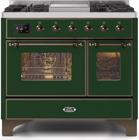 Ilve UMD10FDNS3EGB Majestic Ii 40 Inch Dual Fuel Natural Gas Freestanding Range In Emerald Green With Bronze Trim Freestanding Ranges freestanding dual fuel range 30 inch
