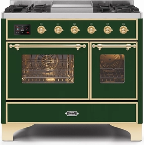 Ilve UMD10FDNS3EGGLP Majestic Ii 40 Inch Dual Fuel Liquid Propane Freestanding Range In Emerald Green With Brass Trim Freestanding Ranges freestanding dual fuel range 30 inch