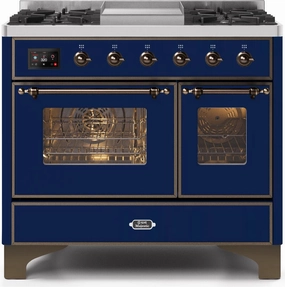 Ilve UMD10FDNS3MBB Majestic Ii 40 Inch Dual Fuel Natural Gas Freestanding Range In Blue With Bronze Trim Freestanding Ranges freestanding dual fuel range 30 inch